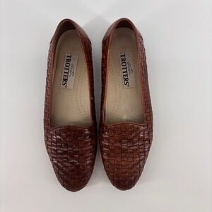 Trotters Woven Leather Loafer Flats Dark Brown Women's Size 6.5 S